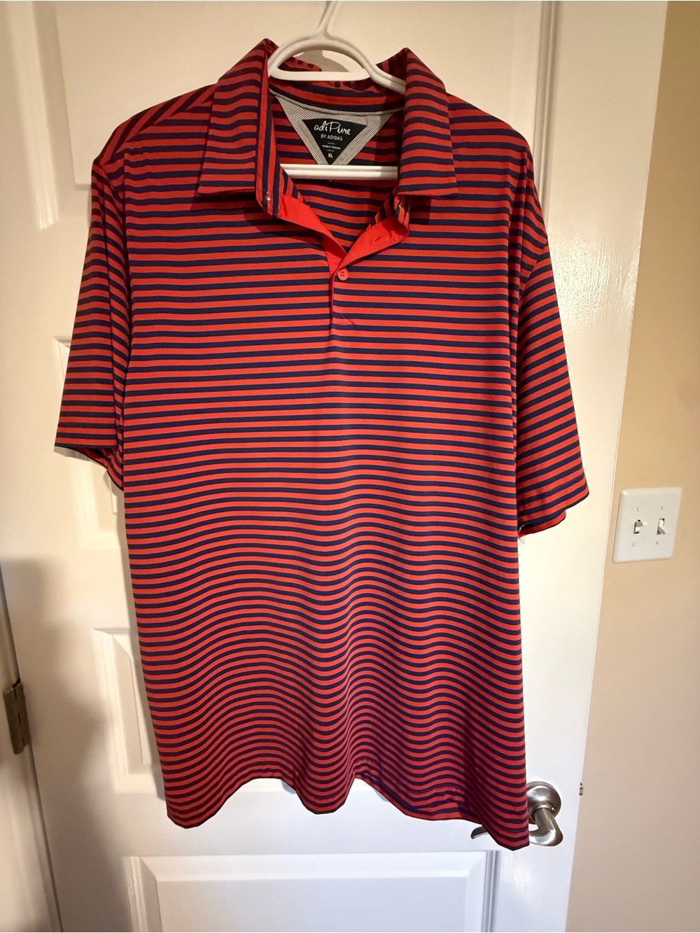 adidas Red and Navy Striped Polo